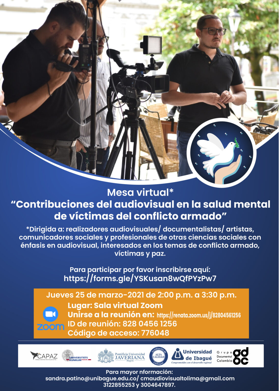 La mesa virtual se realizará con el objetivo de ndentificar experiencias y aportes posibles desde el audiovisual a la salud psicoemocional de las víctimas del conflicto mardo.